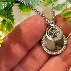 Kate Spade New York Clear Silver Plated Spot The Spade Charm Necklace